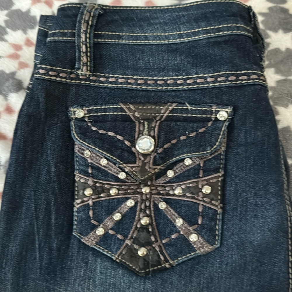 Earl Jeans bootleg with studs and embroidery